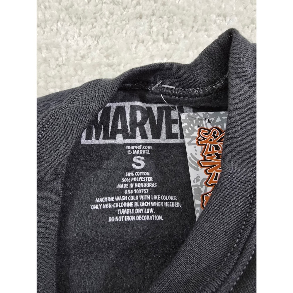 Marvel Deadpool Graphic Sweatshirt Mens Small Black Fleece Pullover New - Picture 4 of 9